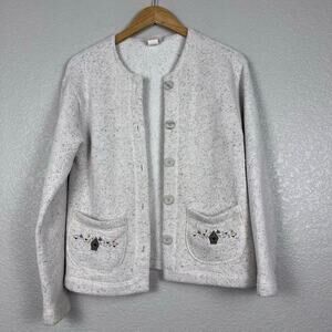 Vtg Cardigan Womens‎ Medium Cotton Blend Knit Grannycore Cottage Boho USA Kitsch